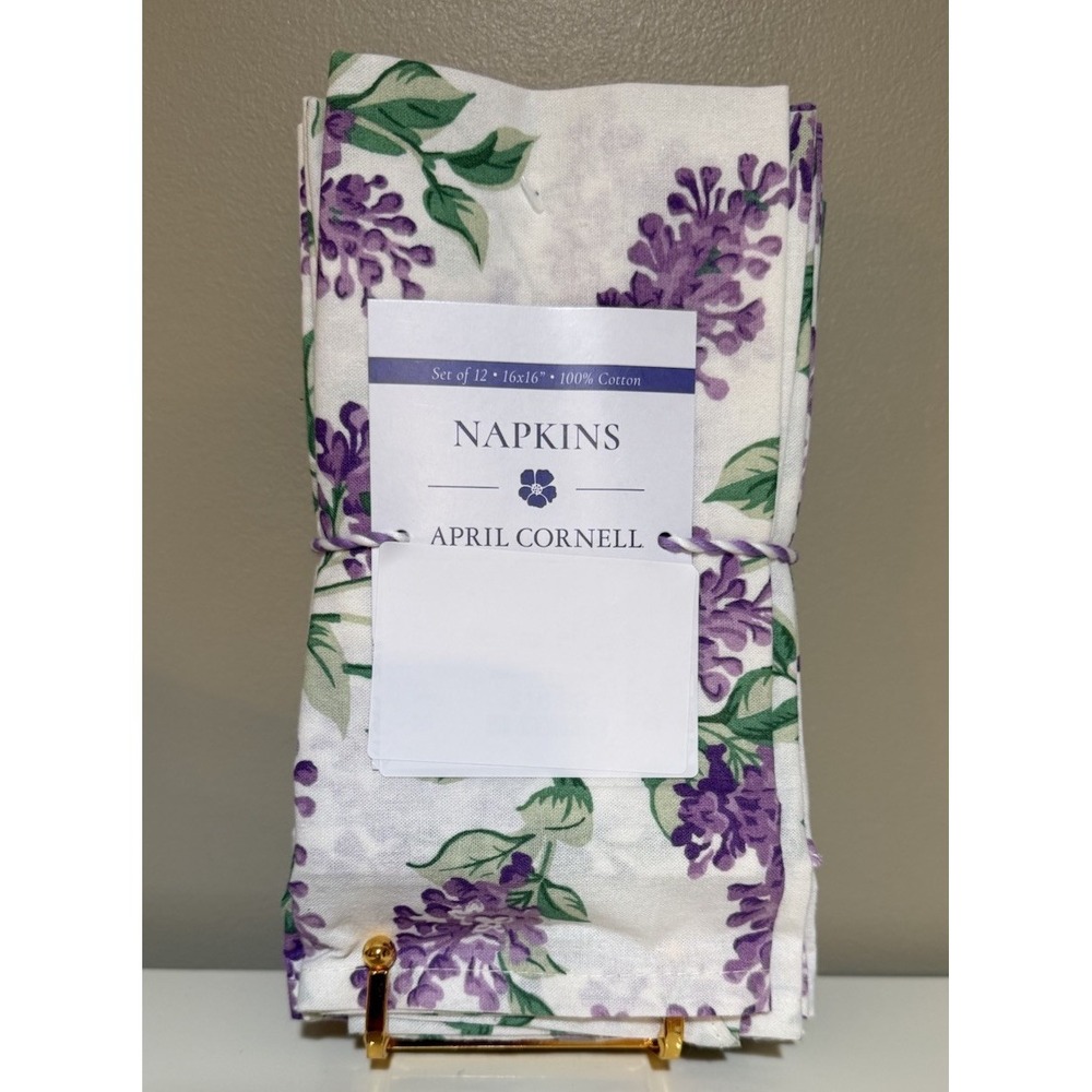 APRIL CORNELL DINNER NAPKINS (12) LILAC PURPLE‎  16 X 16 100% COTTON /NIP